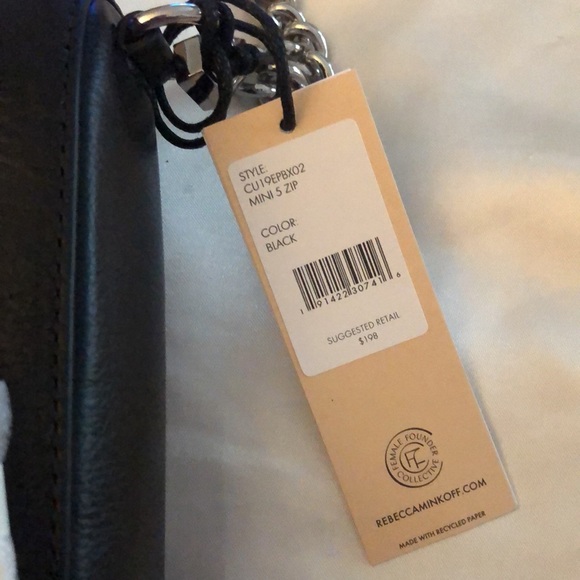 Rebecca Minkoff Mini 5 Zip Black Leather Crossbody Chain & Leather Strap NWT - Picture 4 of 14
